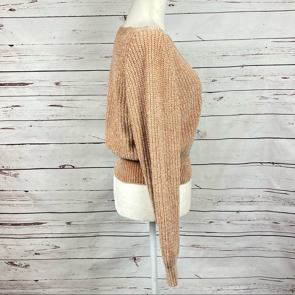 UO Tan Semi-Cropped Chunky Knit Chenille Sweater S - Picture 3 of 11